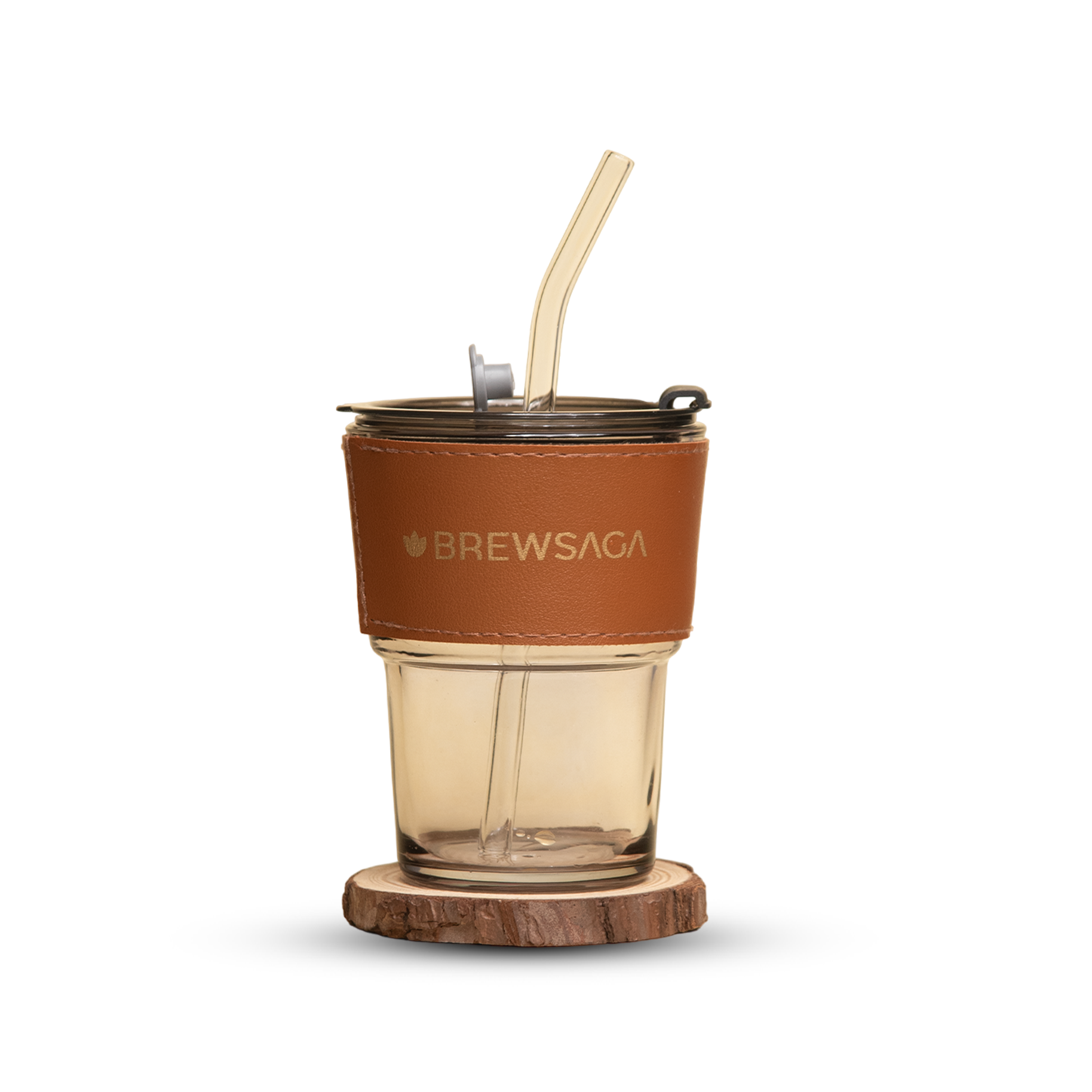 Glass Coffee Tumbler With Leather Sleeve